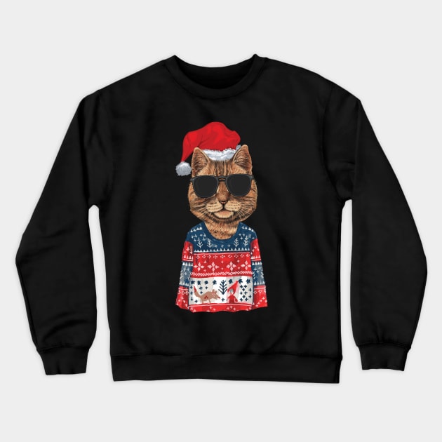 Cat ugly christmas sweater meowy catmas Crewneck Sweatshirt by aneisha